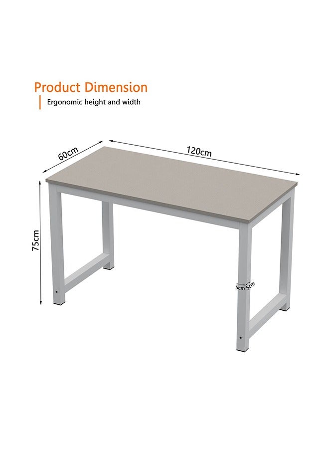 Mahmayi Stylish ZCD-25W Light Grey Computer Desk with Adjustable Leg Pads, Sturdy Anti-Rust Steel Frames for Home, Office, Living Room, Workstation 120x60cm - Image 2