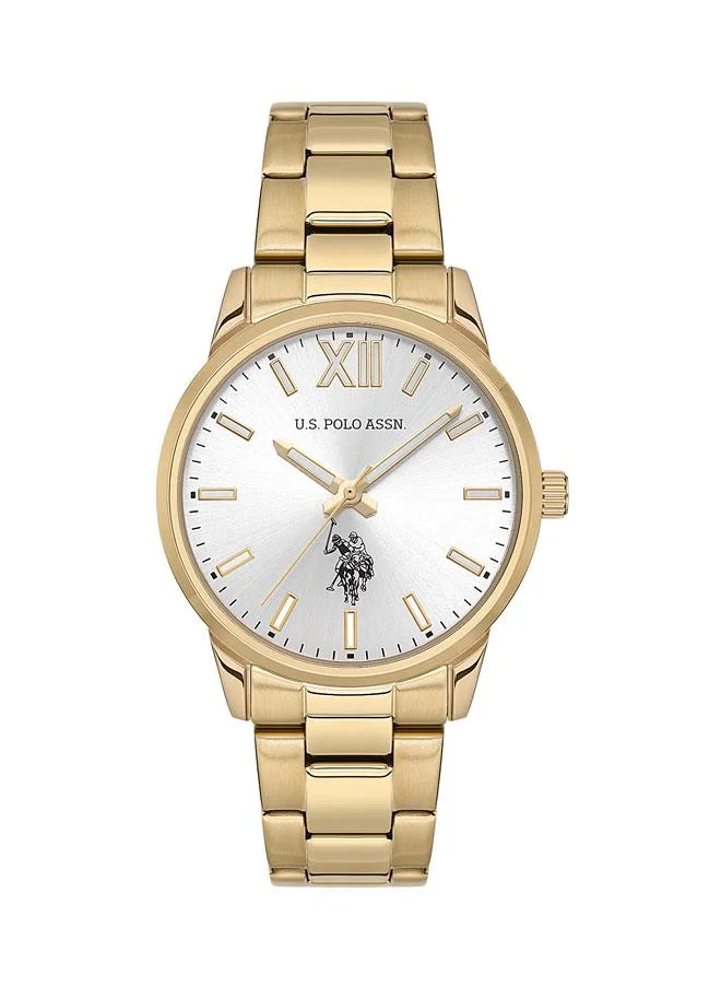 U.S. Polo Assn. USPA Fundamental 36mm Ladies' Silver Dial Watch with Gold Stainless Steel Bracelet