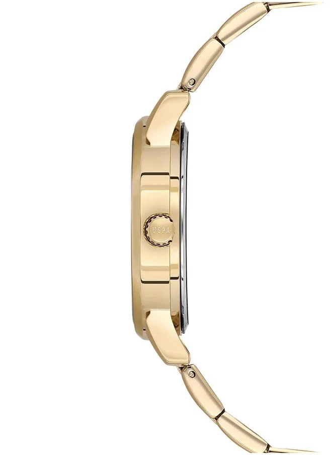 يو اس بولو اسن USPA Fundamental 36mm Ladies' Silver Dial Watch with Gold Stainless Steel Bracelet