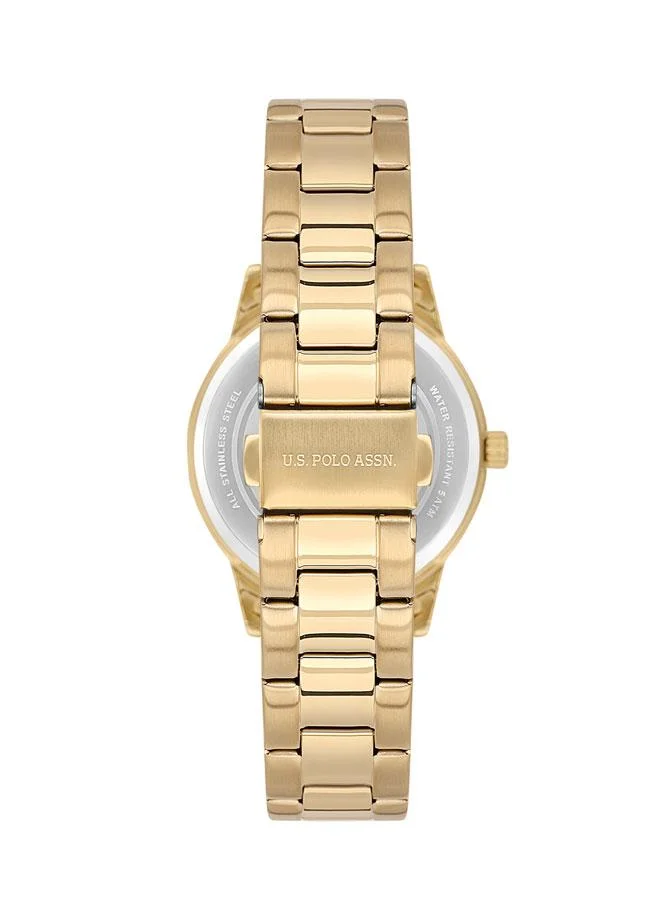 U.S. Polo Assn. Fundamental 36mm Women's Watch with Silver Dial & Gold Plated Stainless Steel Bracelet