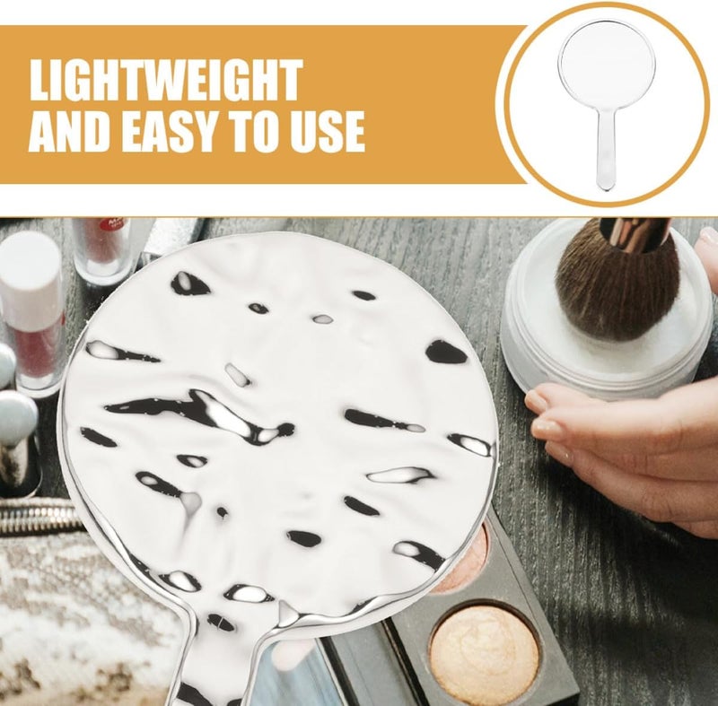 Handheld Vanity Mirror for Women Medium Round Silver Plated Makeup Mirror 12x22cm Portable Decorative for Travel and Daily Use - Image 4