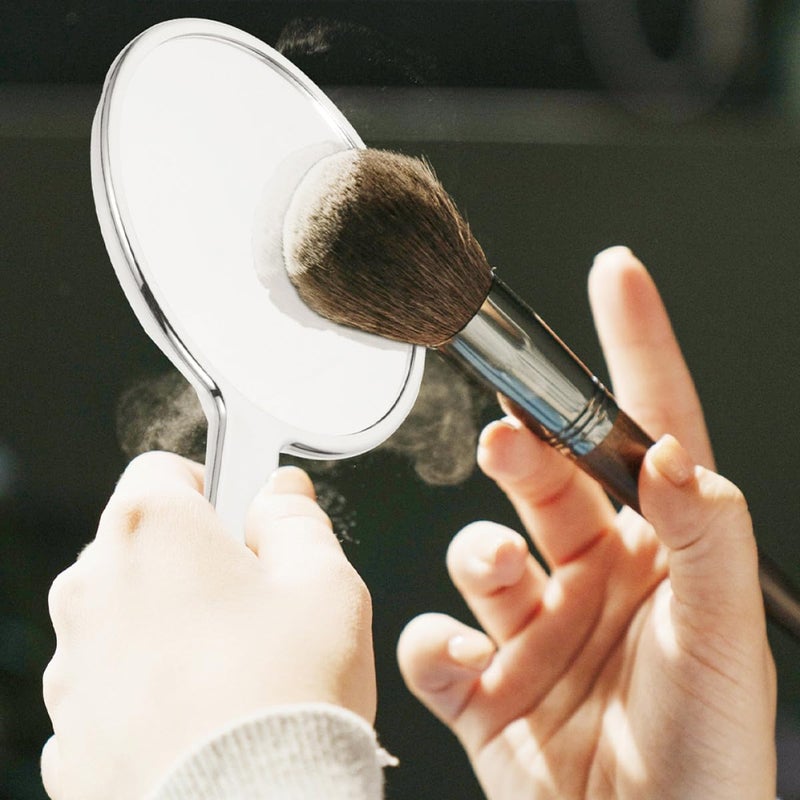 Handheld Vanity Mirror for Women Medium Round Silver Plated Makeup Mirror 12x22cm Portable Decorative for Travel and Daily Use - Image 5