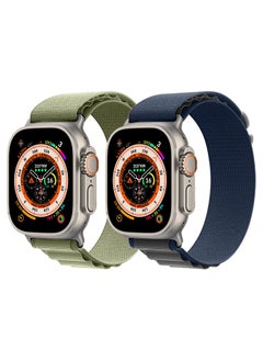 CATANES 2 Packs For Watch Ultra Smartwatch with Rugged Titanium Case and Alpine Loop 49mm Fitness Tracker Precision GPS Action Button Extra Long Battery Life with Green and Blue Alpine Loop Band  - Image 2