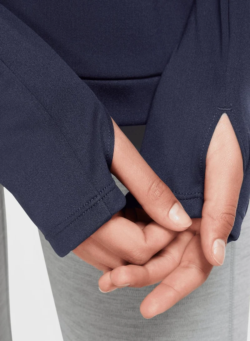 نايكي تيشيرت سووش بفتحة للابهام ونصف سحاب بتقنية دراي فيت