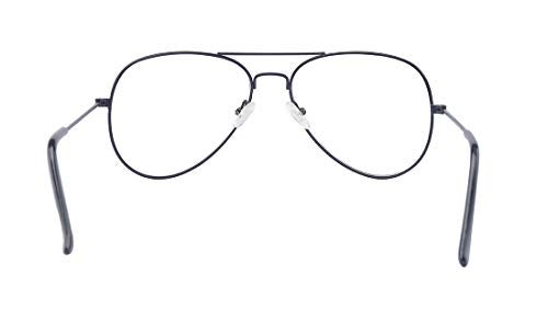 Outray Classic Aviator Non Prescription Metal Frame Clear Lens Glasses for Women Men (Black) - Image 4