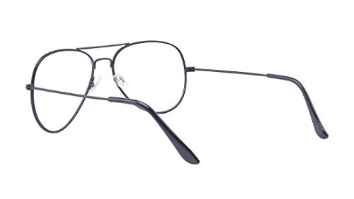 Outray Classic Aviator Non Prescription Metal Frame Clear Lens Glasses for Women Men (Black) - Image 3