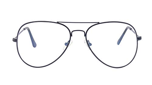 Outray Classic Aviator Non Prescription Metal Frame Clear Lens Glasses for Women Men (Black) - Image 2