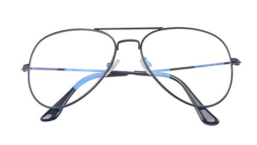 Outray Classic Aviator Non Prescription Metal Frame Clear Lens Glasses for Women Men (Black) - Image 5