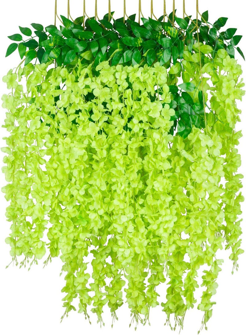 كابتن تيك 12 Pack 44 Artificial Wisteria Vine Flowers - Lush Hanging Garland for Weddings, Parties, Gardens, and Home Decor - Image 1