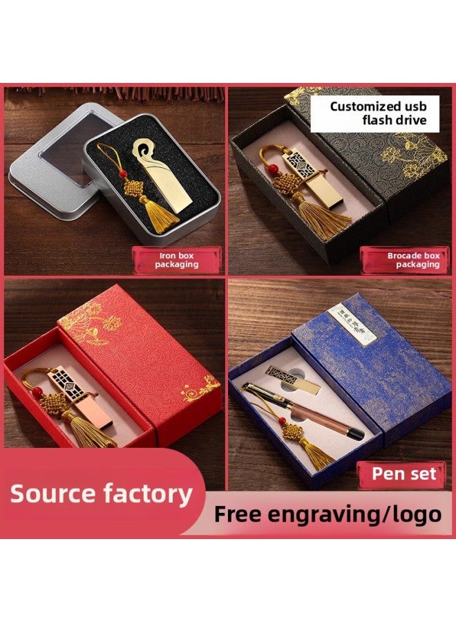 Creative USB Flash Drive Customization Chinese Style USB Flash Drive With Engraving And Printing Logo Gift Box Gift School Anniversary Wedding USB Flash Drive Gift Box Customization-Color:Copper Coin Usb Flash Drive + Red Gift Box-Capacity:1/2/4/8/16/32/64GB  - Image 2