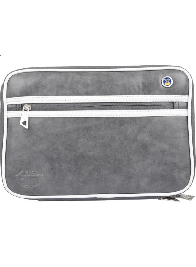 Stiga Leather Table Tennis Racket Case, Double-Layer Square Table Tennis Bag, Cp-5W31 Gray - Image 2