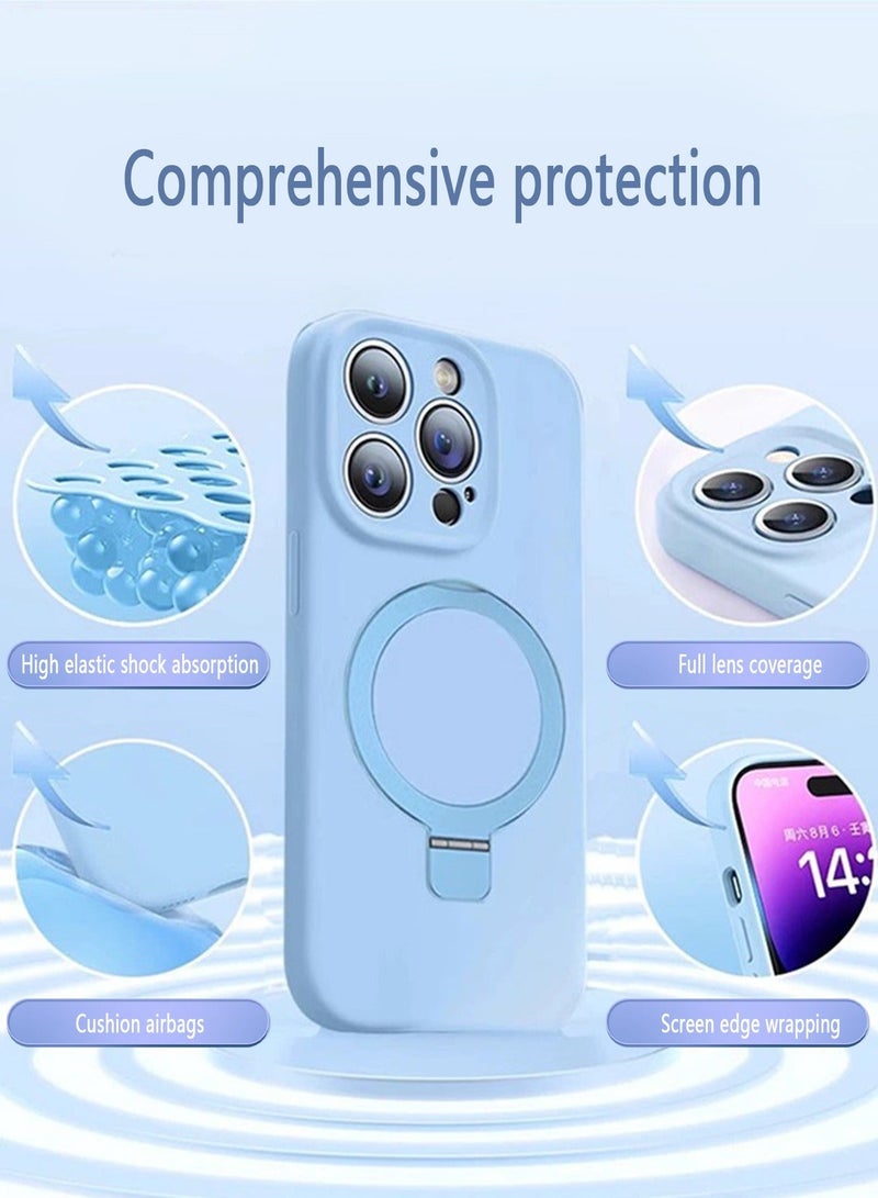 X-level iPhone 15 Pro Silicone Case Cover [Compatible with MagSafe][Build-in Kickstand] Magnetic Stand Comfortable Touch Slim Soft Edge Anti-Fingerprint Camera len Protector Protection Back Cover - Image 3