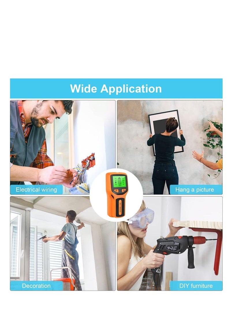 Generic - Stud Finder Wall Scanner, 5 in 1 Electronic Stud Sensor with Upgraded Smart Sensor, HD LCD ​Display and Audio Alarm for The Center and Edge of Metal, Studs, AC Wire, and Pipe Detection (Orange) - Image 1