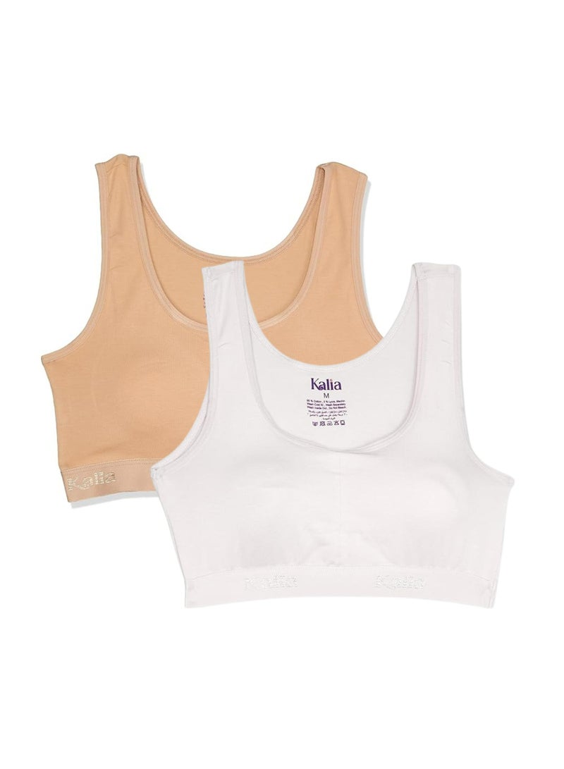 Kalia Pack of 2 Women's Cotton Padded Wide Tank Soft Bra - Image 1