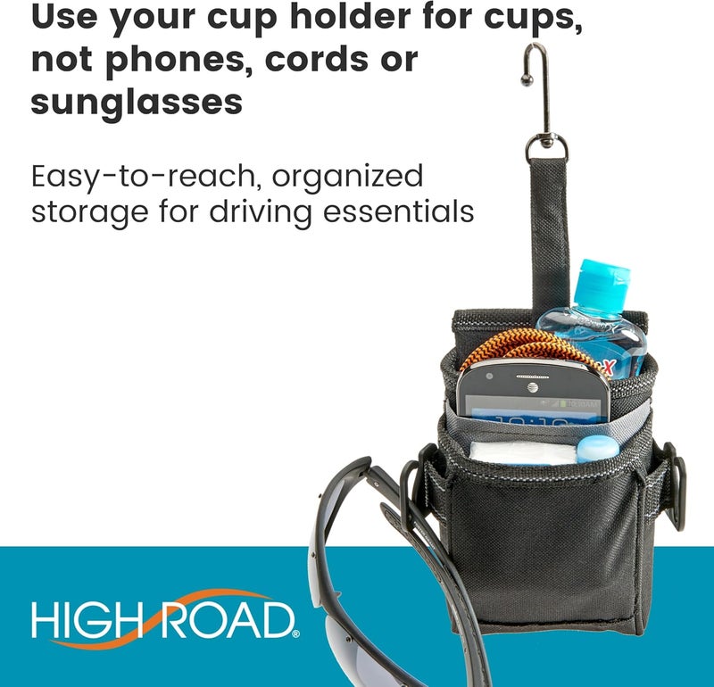 High Road DriverPockets Car Phone Holder Air Vent Pouch and Front Seat Organizer with 3 Pockets, Hanging Hooks and Charging Port - Image 3