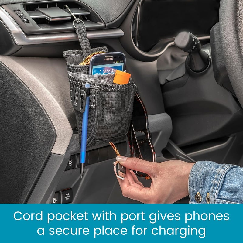 High Road DriverPockets Car Phone Holder Air Vent Pouch and Front Seat Organizer with 3 Pockets, Hanging Hooks and Charging Port - Image 4