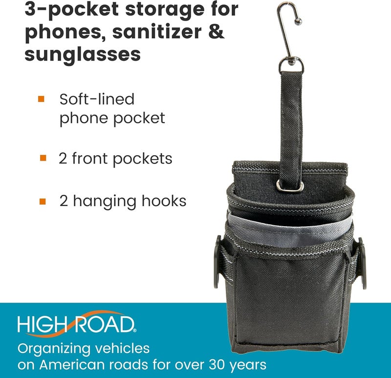 High Road DriverPockets Car Phone Holder Air Vent Pouch and Front Seat Organizer with 3 Pockets, Hanging Hooks and Charging Port - Image 5