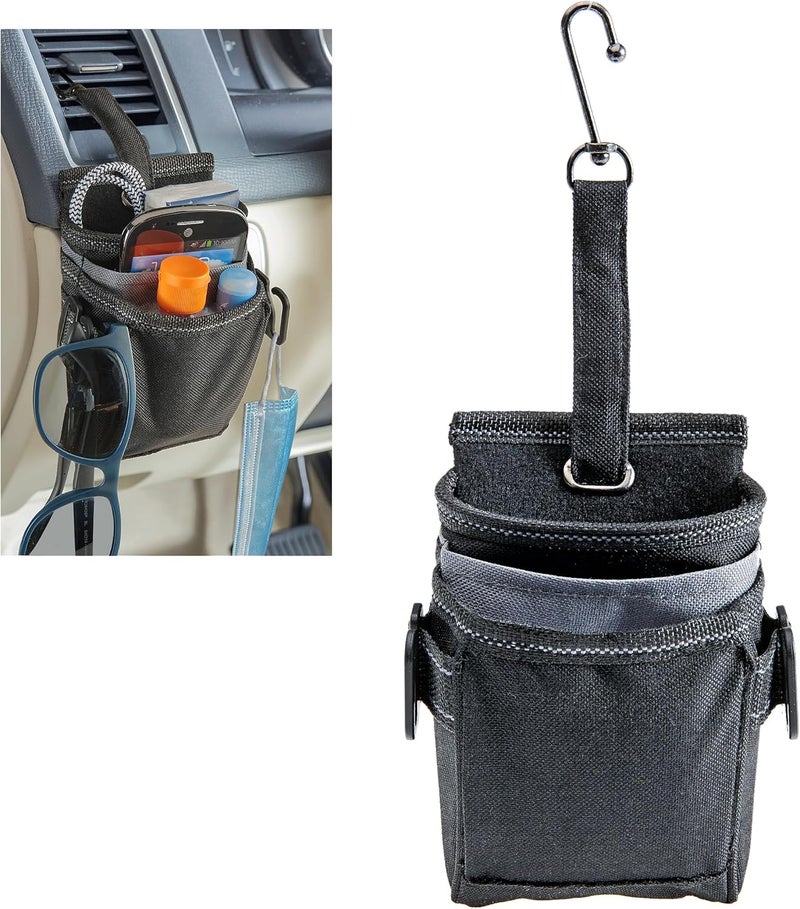 High Road DriverPockets Car Phone Holder Air Vent Pouch and Front Seat Organizer with 3 Pockets, Hanging Hooks and Charging Port - Image 1