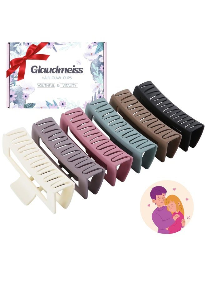 Glaudmeiss مشابك شعر كبيرة بحجم 5 بوصة، مشابك شعر كبيرة للشعر الكثيف والطويل والمجعد، مشابك شعر قوية ودائمة غير قابلة للانزلاق، مشابك شعر مربعة للنساء، إكسسوارات شعر بألوان متعددة، 6 قطع - Image 1