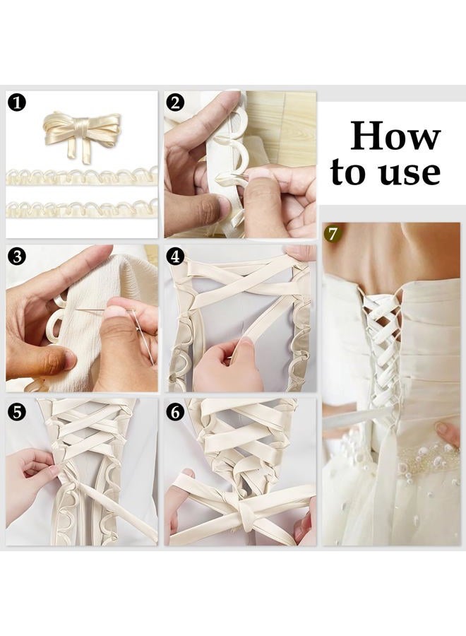 GeryVtee Satin Corset Kit Adjustable Back Corset for Wedding Dress with Loops and Replacement Zipper, Lace Up for Prom Dress (Black) - Image 3