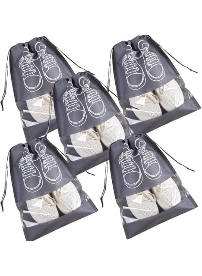 Stylish Reusable Shoe Storage Bag – Fabric Shoe Organizer with Transparent Opening – Dustproof Protection for Closet & Under Bed Shoe Organization Solution-5pcs - Image 2
