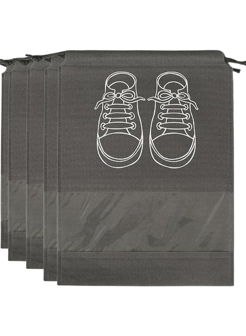 Stylish Reusable Shoe Storage Bag – Fabric Shoe Organizer with Transparent Opening – Dustproof Protection for Closet & Under Bed Shoe Organization Solution-5pcs - Image 4