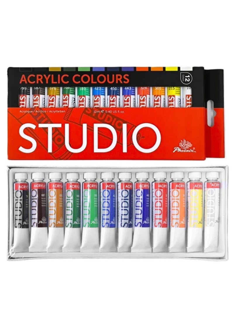 Phoenix 12-Piece Acrylic Color Set Multicolour - Image 1
