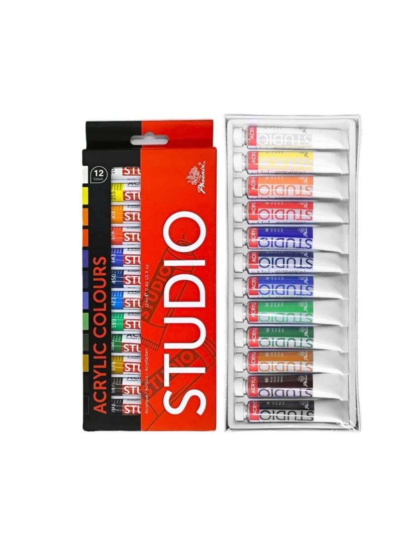 Phoenix 12-Piece Acrylic Color Set Multicolour - Image 3