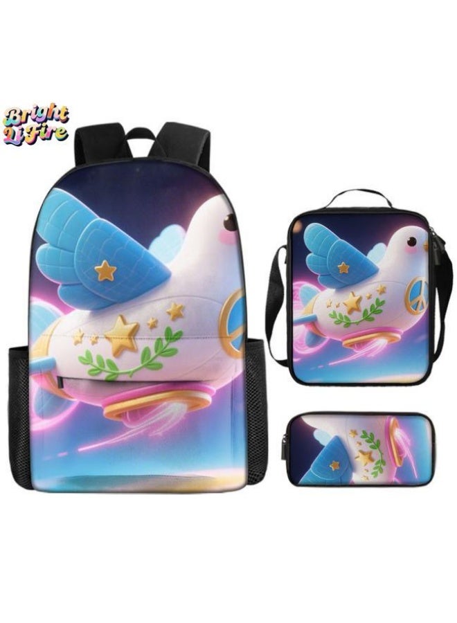Bright Li Fire Fashion is unlimited! Cartoon bag three-piece set, suitable for a variety of scenes for students and teenagers (available for students, children, friends on outings, mountain climbing, schooling, etc.) - 58 - Image 1