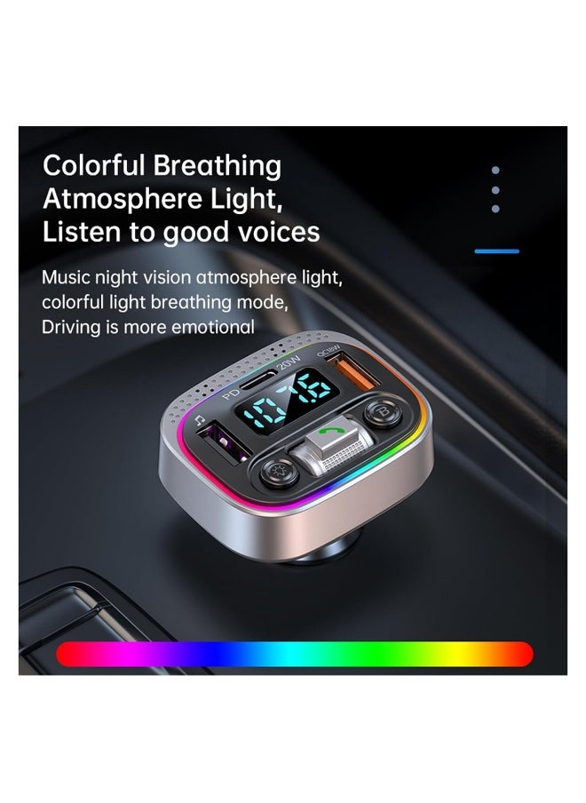 Generic Bluetooth Adapter for Car, Type-C PD 20W+ QC3.0 Fast USB Charger,Wireless FM Radio Transmitter, Handsfree Calling & Audio Receiver, MP3 Music Player, 7 Colors LED Backlit  - Image 2