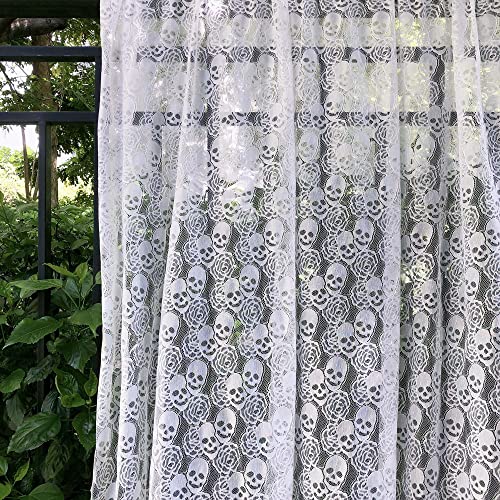 Yachirobi White Lace Fabric, Soft and Durable Lace Fabric by The Yard, 59 x 72 Inches Skull Rose Pattern Lace, Garment Sewing Fabric, 2 Yards DIY Craft Lace for Tablecloth, Curtains, Party, and Home Decoration - Image 4