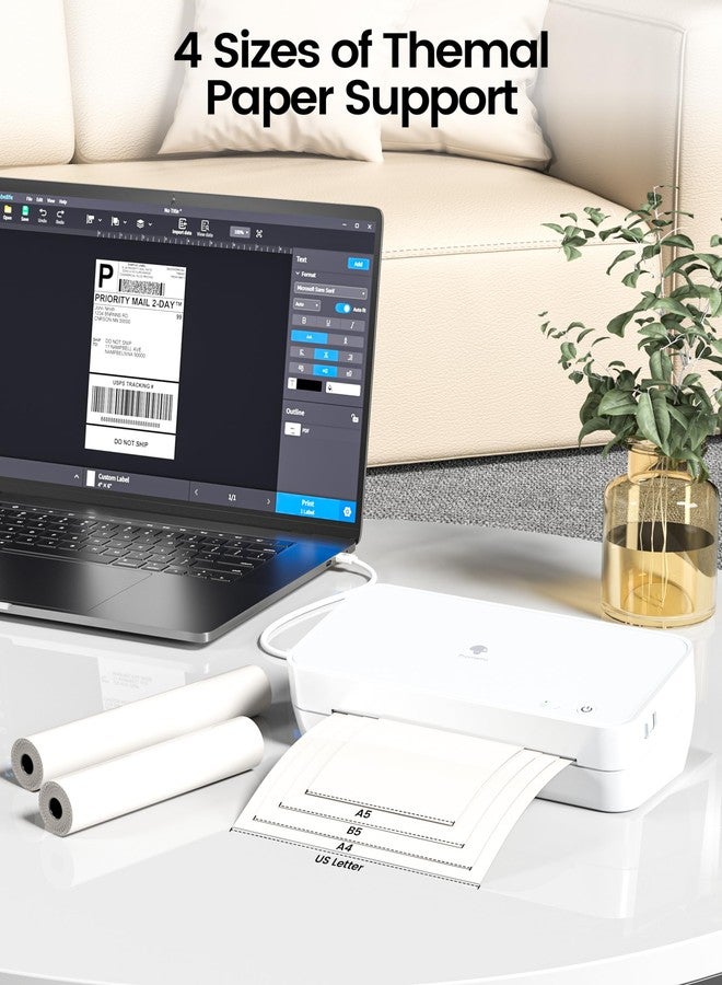 Phomemo S821 Inkless Thermal Printer, 2.4 GHz WiFi Wireless, Supports 8.5" x 11" US Letter/A4/A5/B5 Thermal Roll Paper, Compact Portable Printer for Home & Office Use, Compatible with Phones & PC - Image 4