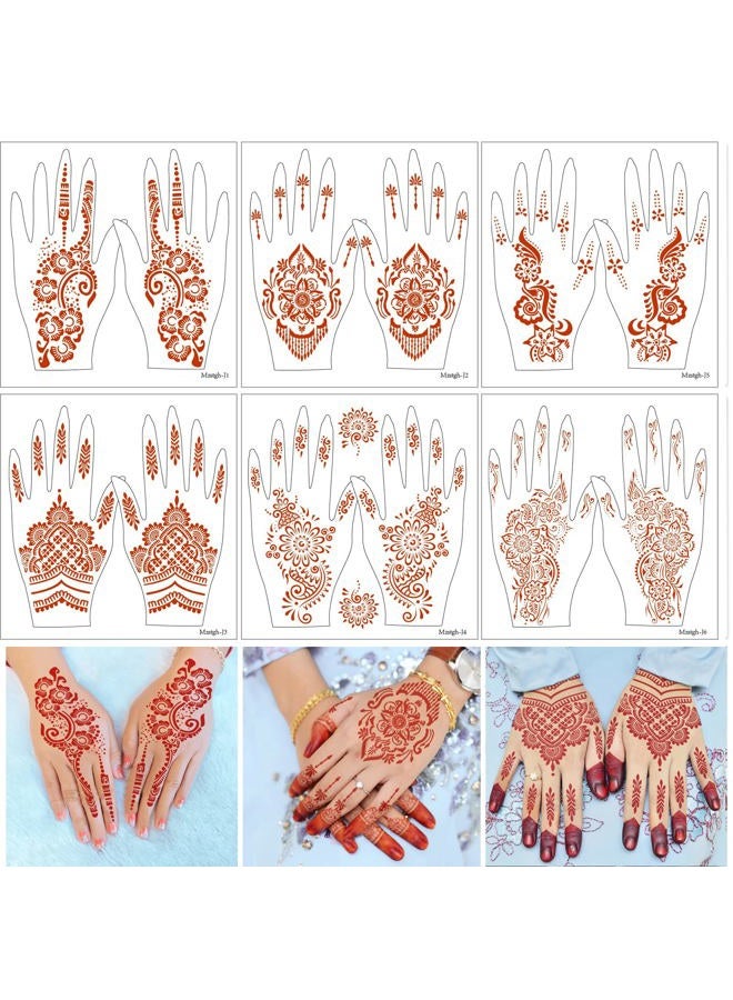 Mzstgh Henna Temporary Tattoo Stickers, Brown Henna Tattoo Stickers kit,Waterproof Red Ink Henna hands Tattoo,for Women Party Decorations - Image 2