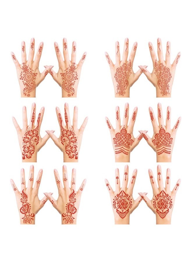 Mzstgh Henna Temporary Tattoo Stickers, Brown Henna Tattoo Stickers kit,Waterproof Red Ink Henna hands Tattoo,for Women Party Decorations - Image 1