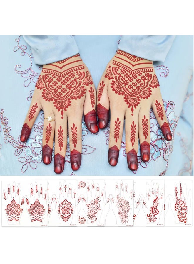 Mzstgh Henna Temporary Tattoo Stickers, Brown Henna Tattoo Stickers kit,Waterproof Red Ink Henna hands Tattoo,for Women Party Decorations - Image 3