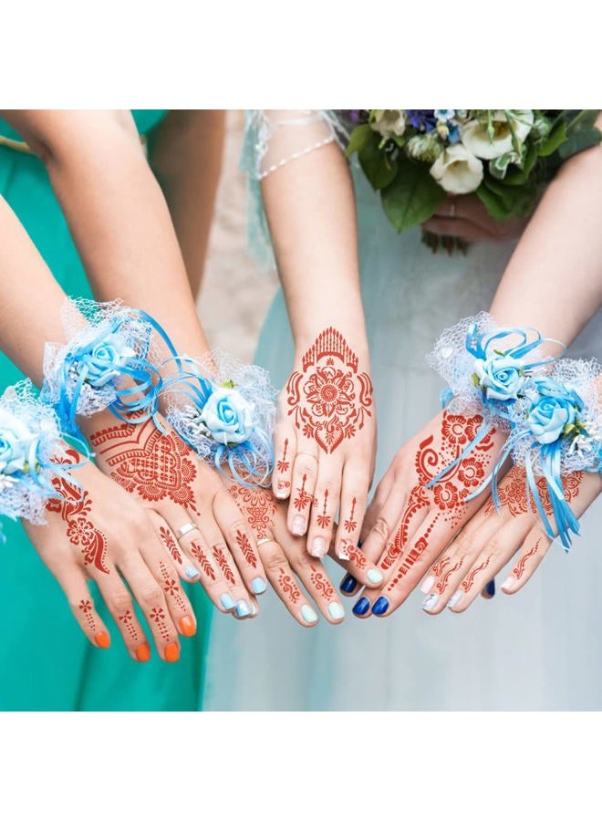 Mzstgh Henna Temporary Tattoo Stickers, Brown Henna Tattoo Stickers kit,Waterproof Red Ink Henna hands Tattoo,for Women Party Decorations - Image 5