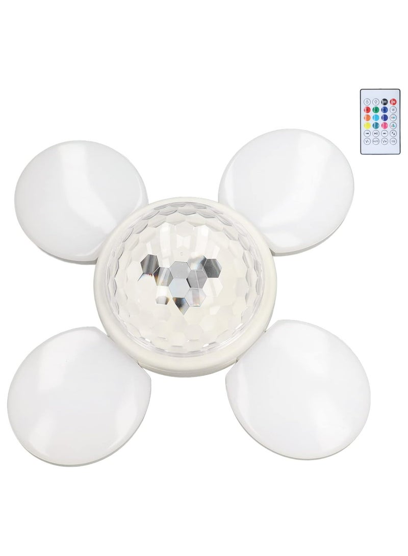 Smart Speaker Folding Deformation Light, LED Fan Music Light Bulb, E27 Base Color-Changing Lamp with Integrated Bluetooth Speaker and Remote Control for Home Stage Bar Party Decoration Present - Image 2