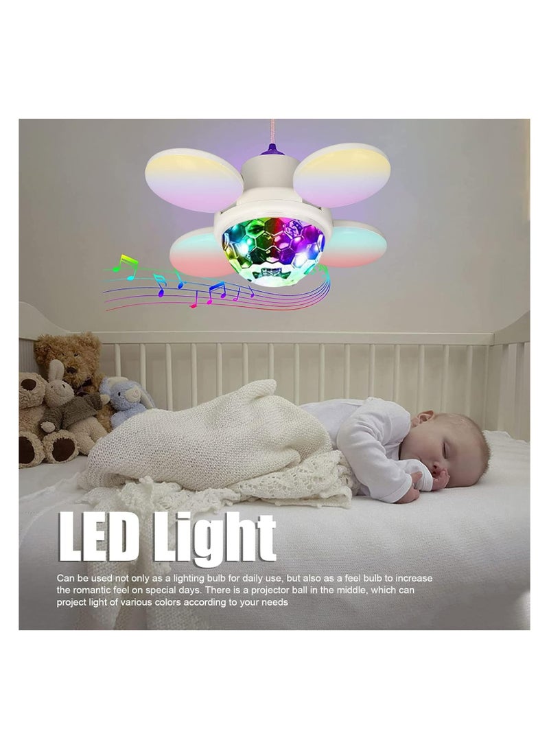 Smart Speaker Folding Deformation Light, LED Fan Music Light Bulb, E27 Base Color-Changing Lamp with Integrated Bluetooth Speaker and Remote Control for Home Stage Bar Party Decoration Present - Image 4