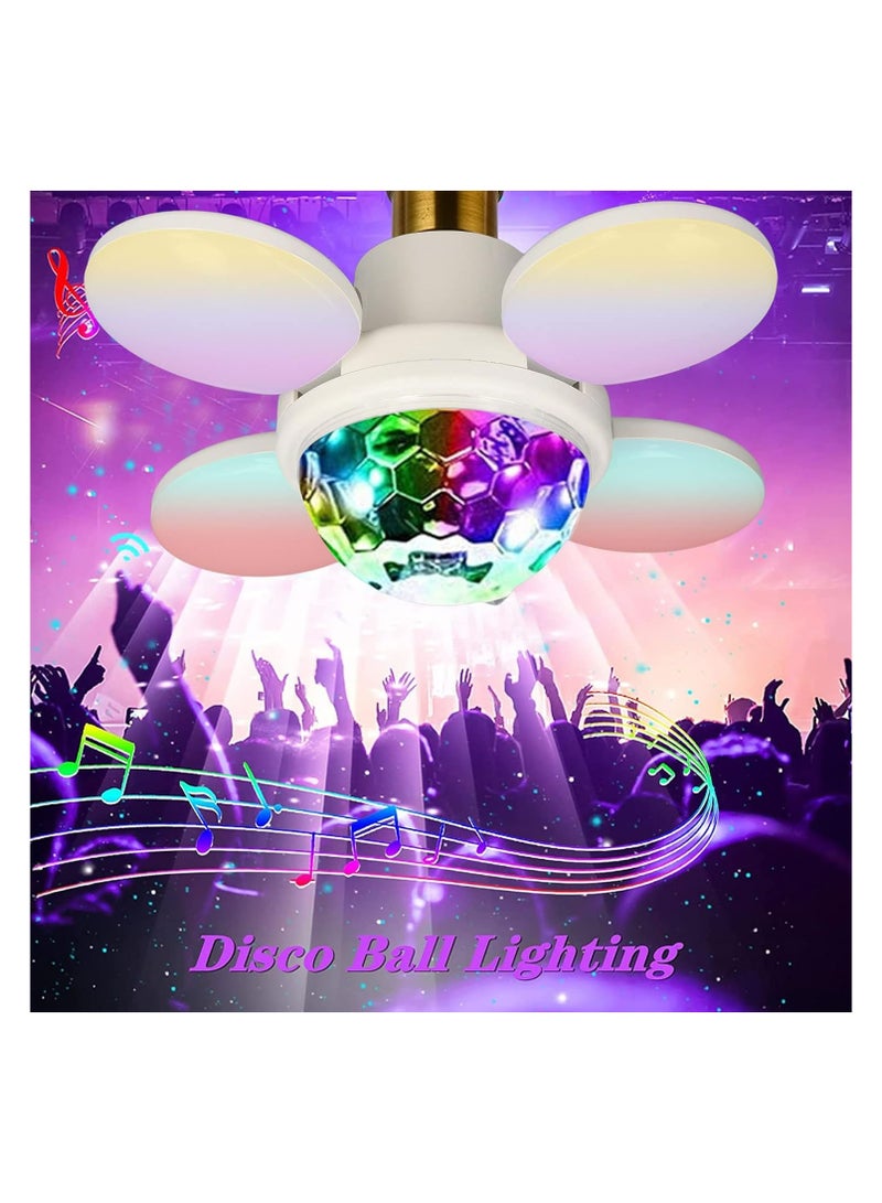 Smart Speaker Folding Deformation Light, LED Fan Music Light Bulb, E27 Base Color-Changing Lamp with Integrated Bluetooth Speaker and Remote Control for Home Stage Bar Party Decoration Present - Image 5