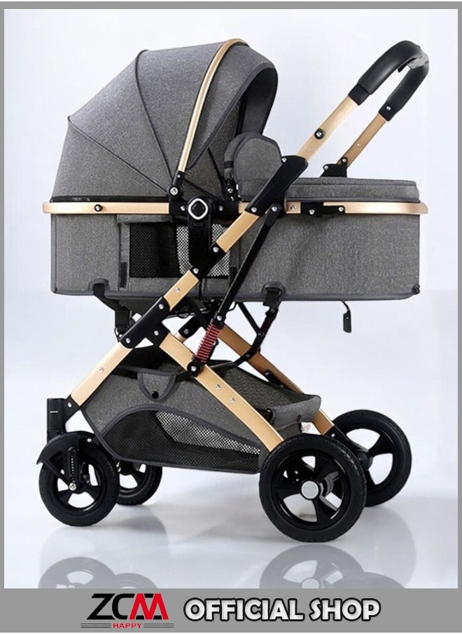 ZCM-HAPPY - Lightweight Stroller with Extended Canopy Sit and Lay Lightweight Folding Two-Way Shock Absorption and Locking System for Newborn To 3 Years - Image 1