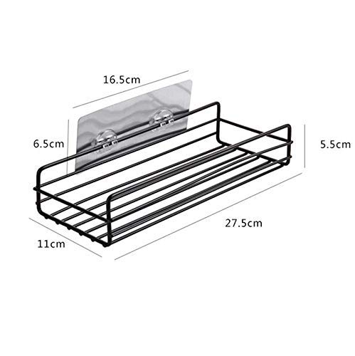 BluBasket Multipurpose Metal Powder Coated Kitchen Bathroom Shelf Wall Holder Storage Rack Bathroom Rack Storage Box Strong Magic Sticker Shower Rack Shelf Black - Image 2