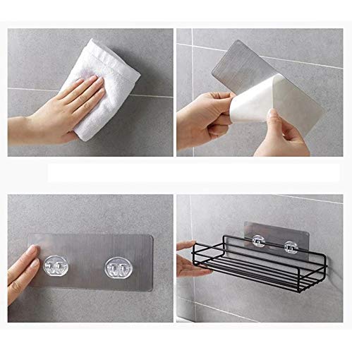 BluBasket Multipurpose Metal Powder Coated Kitchen Bathroom Shelf Wall Holder Storage Rack Bathroom Rack Storage Box Strong Magic Sticker Shower Rack Shelf Black - Image 5