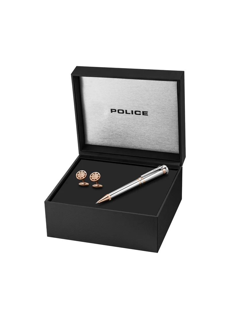 POLICE Corsiva Gold Pen and Rose Gold Cufflinks Set Box for Men's