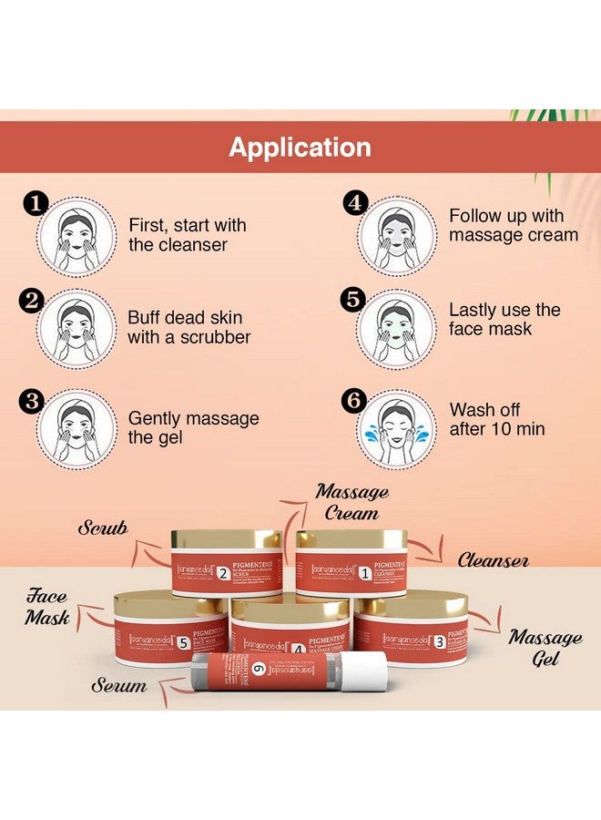 Aryanveda De-Pigmentation Facial Kit For Glowing Skin (260G) -Anti Pigmentation Face Pack, Reduces Tanning, Dark Spots, For Beautiful Skin, All Skin Types For Men & Women (6 Units) - Image 5