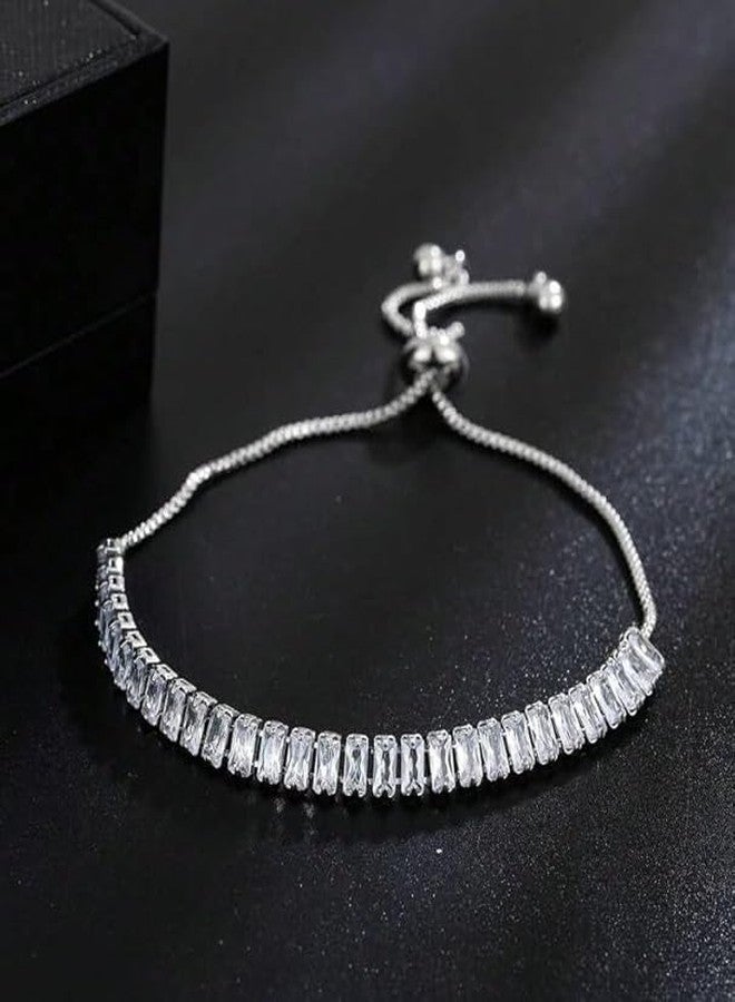 MEENAZ Bracelet for Women Girls Crystal Bracelets for Women Adjustable Chain Bracelet for Girls Tennis Bracelet | Birthday Gift For Women Anniversary Gift for Wife Valentine Gift for Girls Wrist Band - Image 5