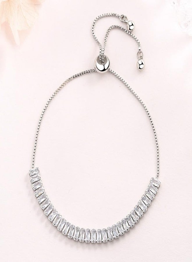 MEENAZ Bracelet for Women Girls Crystal Bracelets for Women Adjustable Chain Bracelet for Girls Tennis Bracelet | Birthday Gift For Women Anniversary Gift for Wife Valentine Gift for Girls Wrist Band - Image 3