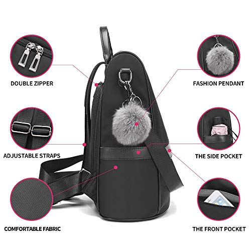 CHERUTY Women Backpack Purse Nylon Anti-theft Fashion Casual Lightweight Travel Shoulder Bag (1-1 Black Large, Large) - Image 5