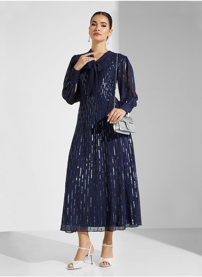 Amelia Rose Puff Sleeve Sequin Maxi Dress  - Image 1