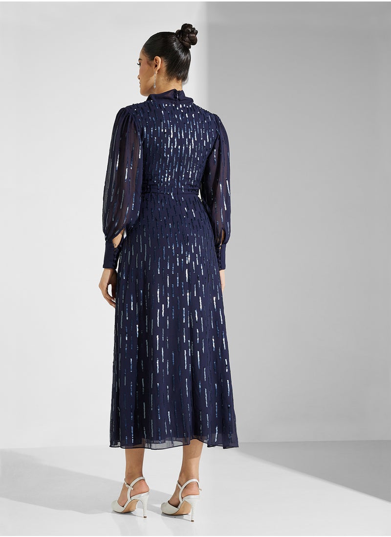 Amelia Rose Puff Sleeve Sequin Maxi Dress  - Image 2