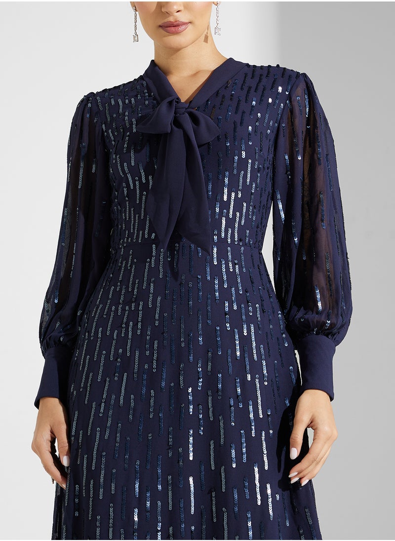 Amelia Rose Puff Sleeve Sequin Maxi Dress  - Image 3